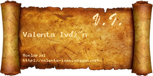 Valenta Iván névjegykártya